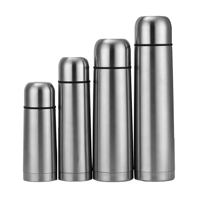 Travel Outdoor Bullet Shape Vacuum Stainless Steel Water Flask With Cup And One Click Press Lid