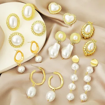 Fashion Elegant Vintage Jewelry Women'S Long Pearl Earrings White Cat'S Eye Girls Pearl Stud