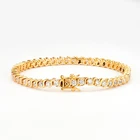 Bracelet Row Men Women Bling Tennis Bracelet 14K Gold Plated Hip Hop Single Row Lab Diamond Link Chain Bracelet