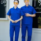 Short Uniform Shirts Hot Sale Customized Logo Polyester Cotton Short Sleeve Mens Workwear Mechanic Uniform Work Shirts