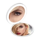 Mirror Led Lights With Mirrors 2021Gift Custom Logo Portable Make Up Girl Rechargeable Pocket Cosmetic Led Handheld Travel Makeup Hand Held Mirror With Light