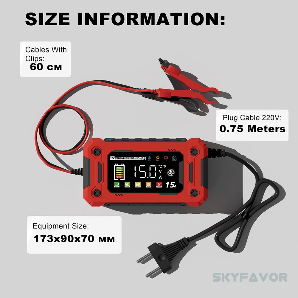 New products 12V battery charger 12V 15A power supply function automatic Universal agm gel lead-acid lifepo4 battery charger