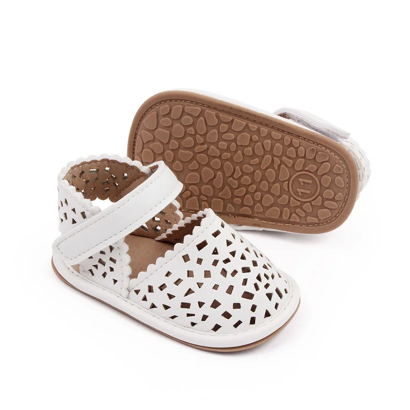 Baby Girls Summer Solid Color Hollow-out Breathable Soft Sole Non-slip Princess Walking Sandals factory