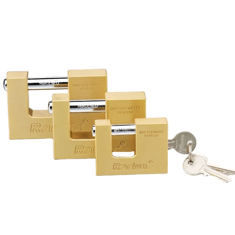 Rarlux 50-90mm High security SOLID PADLOCK Shackle in chrome plated Brass rectangular padlock