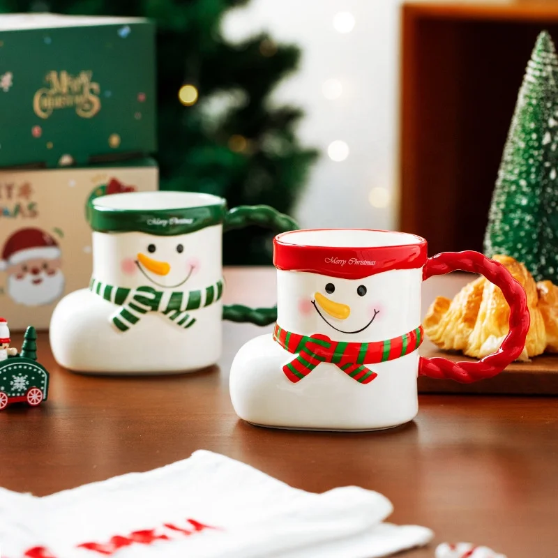 Hot Selling Customized Water Mugs Holiday Promotion Gift Christmas Colorful Santa Claus  Ceramic Cup Ceramic Christmas Mug