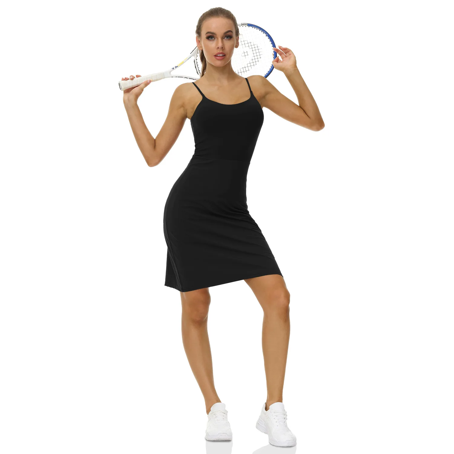YIYINew Design Women's Tennis Dress Workout Golf Dress Built-in With Bra Shorts Pocket Sleeveless Athletic Dresses