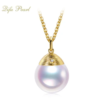 China factory jewelry supplies 18K real gold pearl charm pendant for women