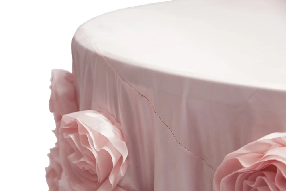 Luxury Taffeta Rosette Flower Embroidery Round luxury Wedding Table Cloth