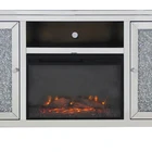 Silver Tv Ornate Berlin Furniture Crushed Diamond Silver Mirrored Fireplace TV Stands Cabinet With Core
