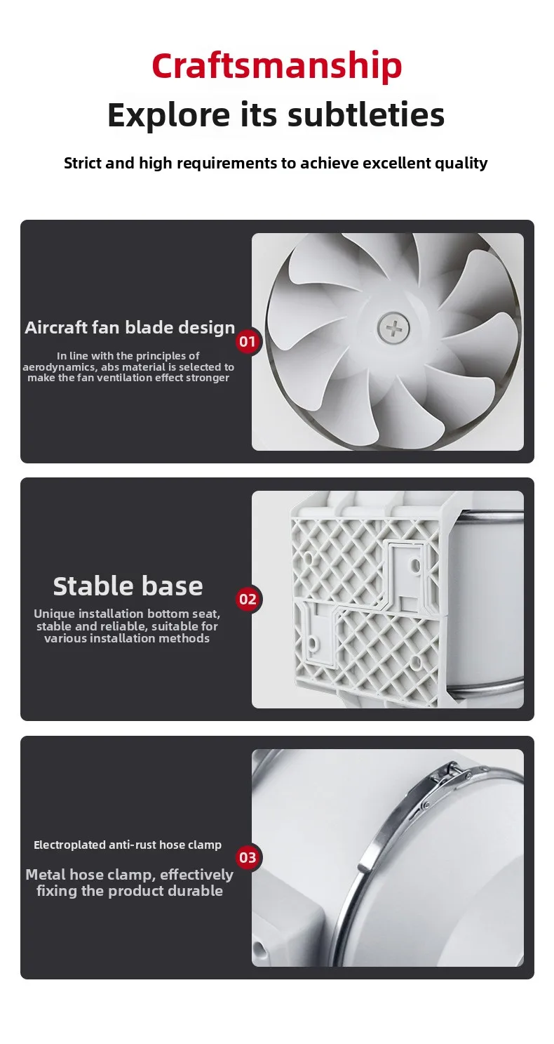 Inline Duct Fan, 8inch, Electric, Plastic - detail 18