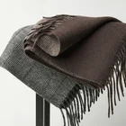 Gray Mongolia Fashion Warm Black And Gray Color Man's Scarf Plain 100% Natural Cashmere Scarf Men