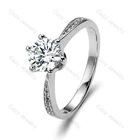 Ring Wedding Rings Cazy Round 6 Claws 1ct 2ct 4ct Moissanite Ring Silver 925 Ring Moissanite Wedding Band