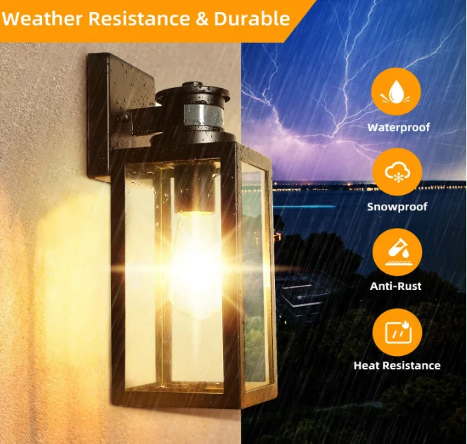 Vintage Dusk to Dawn Sensor Outdoor Lantern Anti-Rust Waterproof Wall Sconce for Garage Doorway