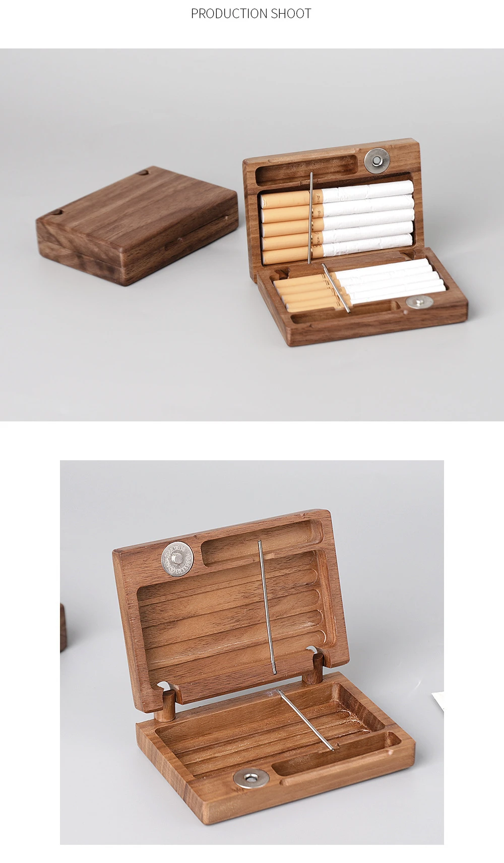 Clamshell Creative Solid Wood Cigarette Box Smoking Accessories 10