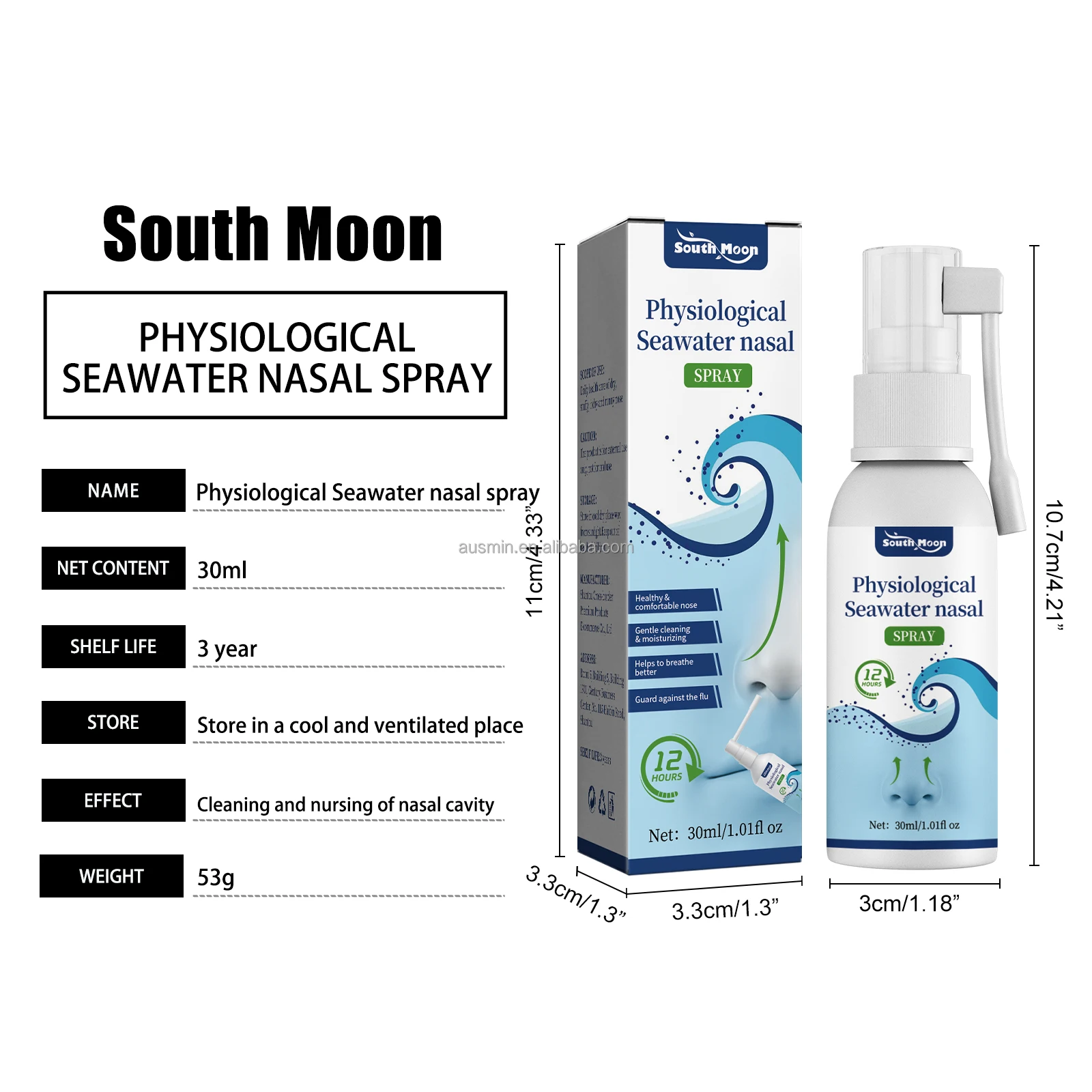 Seawater Nasal Spray Physiological Clear Mucus From A Cold Allergy