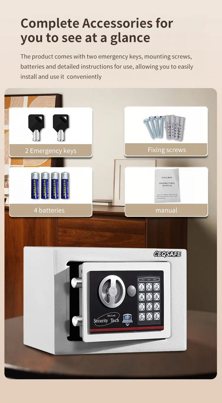 Hotel Car Garage Deposit Box Digital Keypad Mini Safes Home Electronic Digital Lock CEQ Safe with Emergency Override Key 1.0 Mm supplier