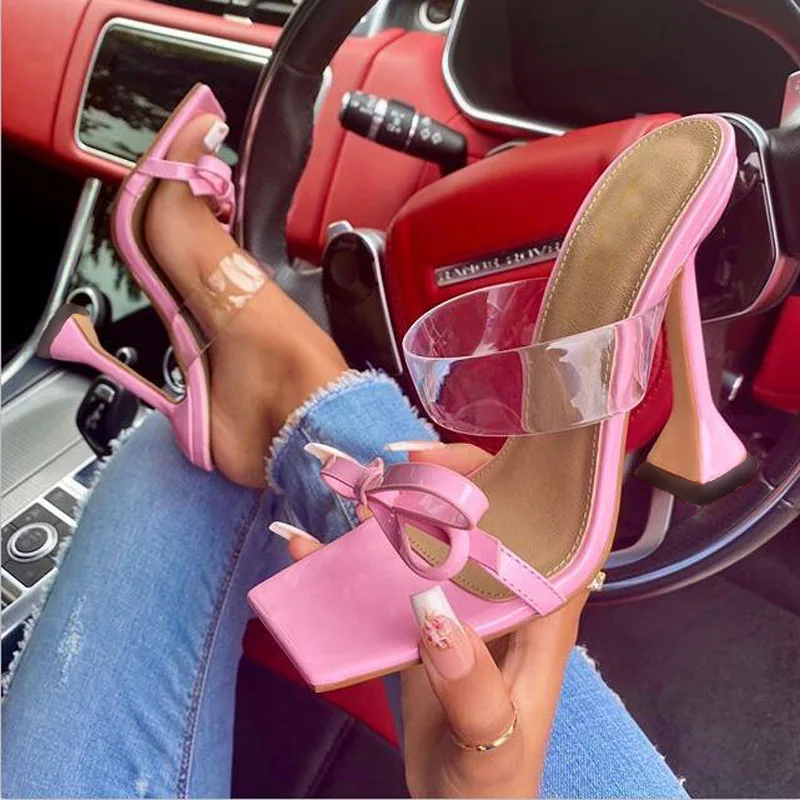Zapatos De Tacón Alto Con Lazo Cuadrado Para Mujer,Calzado De Tacón  Alto,Color Rosa,2022 - Buy Zapatos De Tacones Altos,Dedo Abierto Stiletto  Zapatos De Tacón De Piel De Ante Atado Delgada Peep Toe