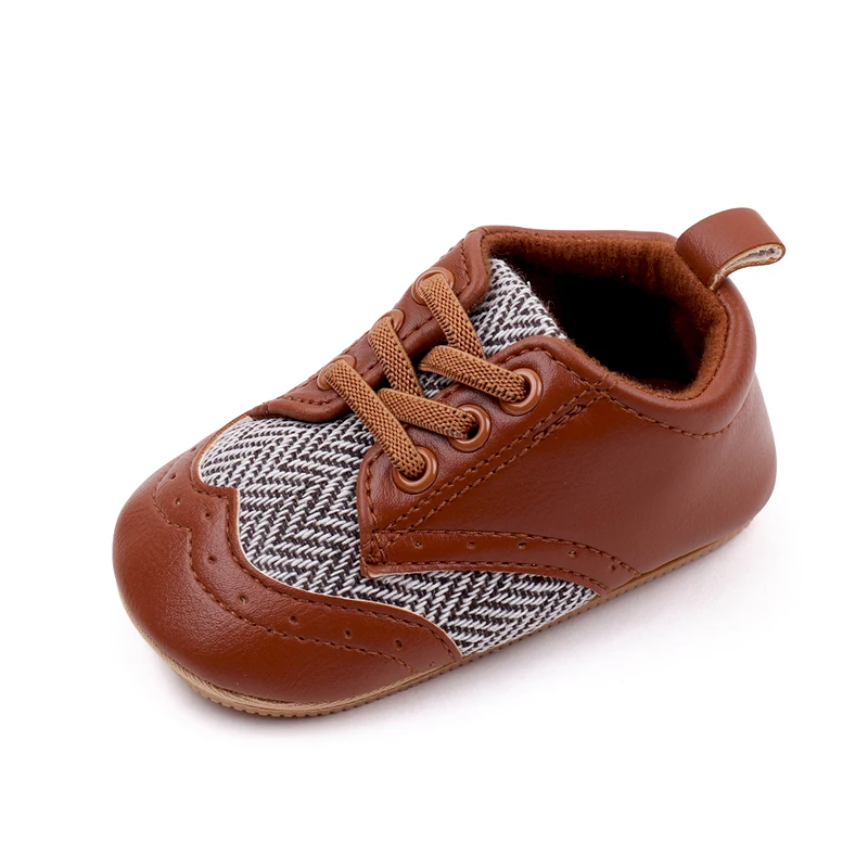 0-1 Year Old Baby Boys British Style Color Match Soft Soles Non-slip Casual Walking Shoes details