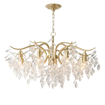 European Light Luxury Bedroom Multi Ring Crystal Lamp Glass And Gold Pendant Light Chandelier