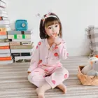 Cotton Pajamas Set Pajamas Manufacturers Direct Selling Mei Red Color Strawberries Pattern Children's Baby Cotton Pajamas Set