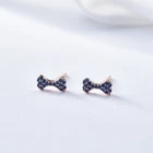 Bone 925 Sterling Silver Zircon Cz Paved Full Diamond Bone Shape Ear Studs