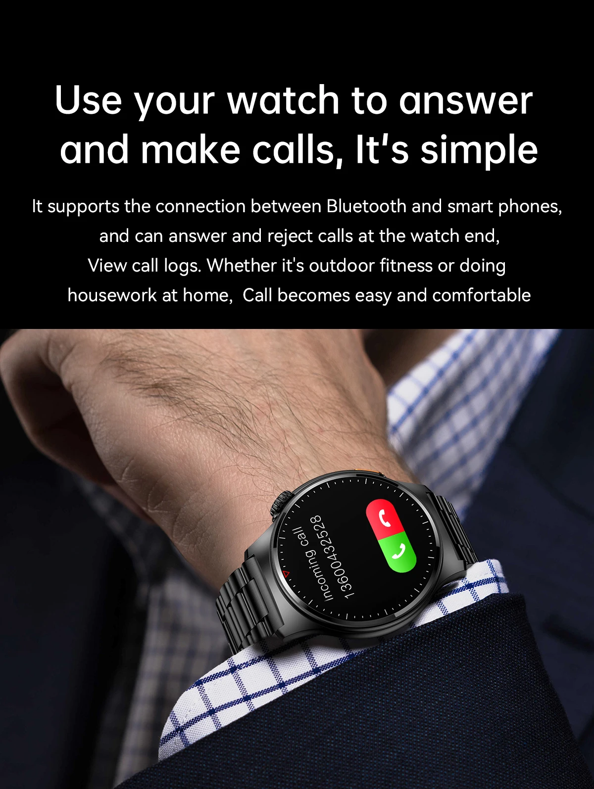 QW49 Smart Watch 1.39 Inch IPS Round Touch Screen APP Control BT Calling Health Monitoring Fitness Tracker Smartwatch With NFC