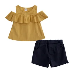 2022 new fashion casual toddler girls summer outfits sleeveless tops+shorts two-piece high quality children clothing