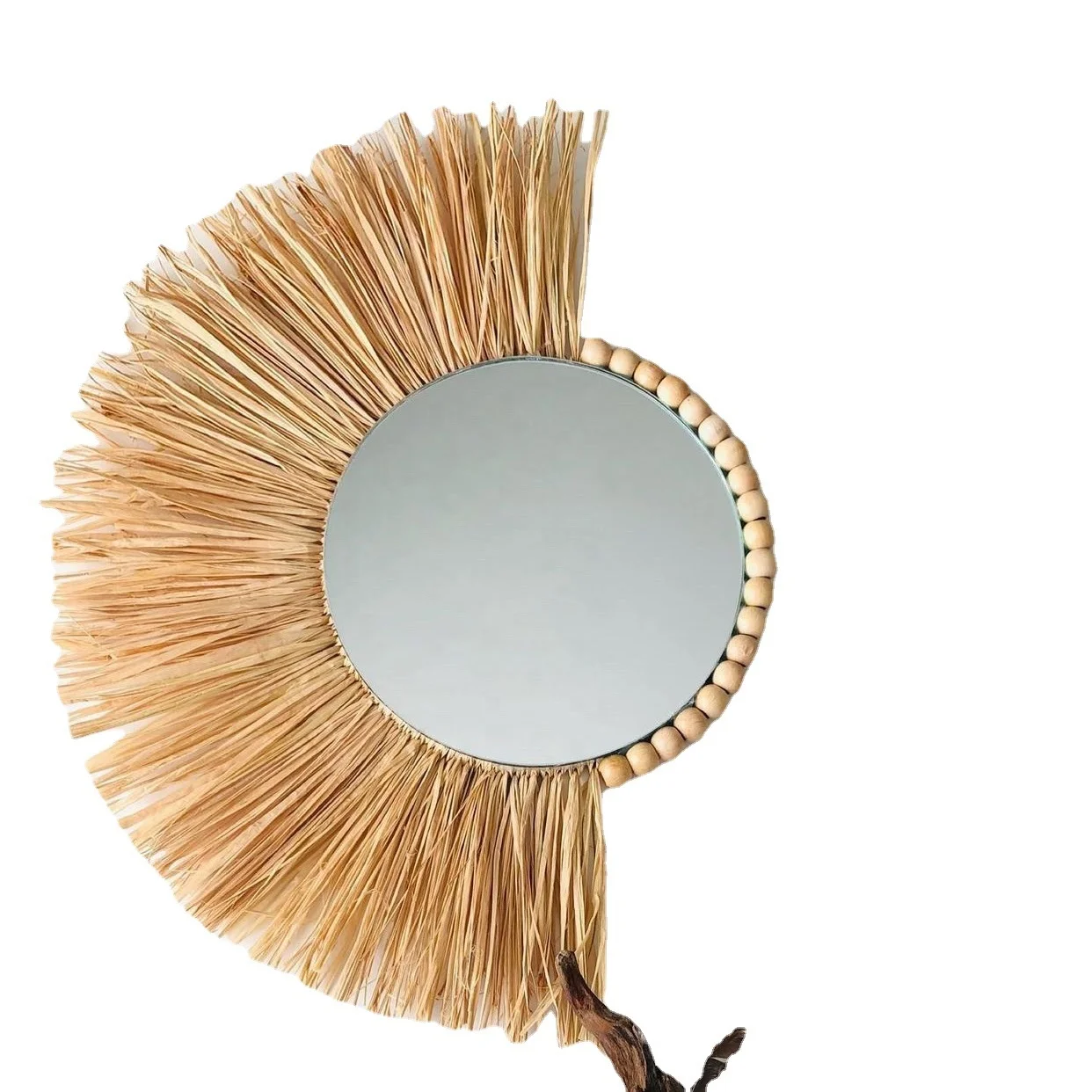 Handwoven seagrass wall mirror unique straw mirror decor wall decorative mirror