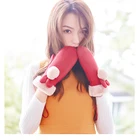 Winter Gloves GOLOVJOY DB18 Wholesale Winter Female Fashion Cute Fur Lining Suede Leather Fur Heating Touch Screen Gloves