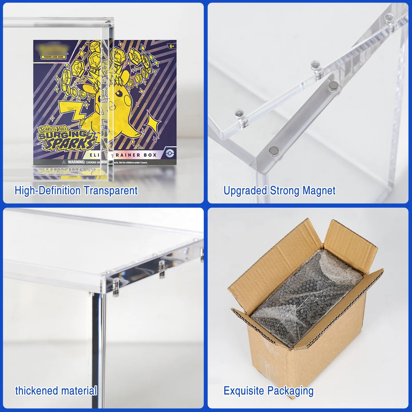 product strong magnet acrylic elite trainer box booster case pokemon collection protection display etb acrylic case with magnetic lid-7