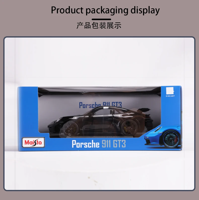 Maisto 1/18 Diecast Model Car 911 Gt3 Diecast Custom Car Alloy Model