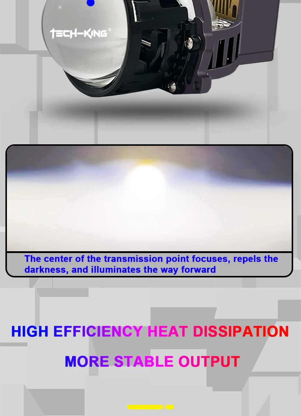 TECH-KING Car Headlight 75W 3.0 inch Bi-LED Projector Lens 6000K for Car Headlight Retrofit Dual LED Headlight Projector Lens