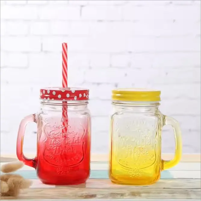 Wholesale Free Sample 350ml 500ml 12oz 16oz Clear Can Shaped Glass Mason Drinking Jar With Lid And Straw