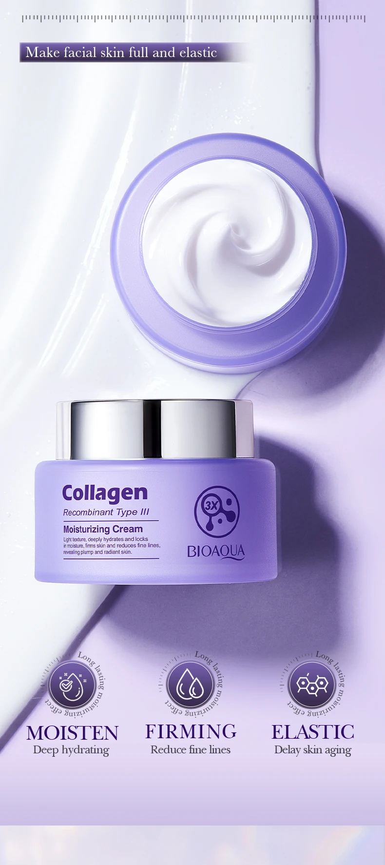 product bioaoua recombinant type iii collagen cream anti aging moisturizer facial serum for face-4