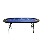 Poker Oval Poker Table 10 YH 10 Players Texas Holden Poker Table Casino Folding Poker Table With Padded Rails Cup Holders