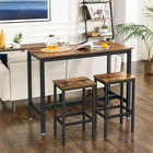 Modern Kitchen Dining Table Chairs Metal Wooden Bar Table Set