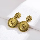 Metal Earring Earrings Fashion Party Big Metal Earring Women Gold Plated Embossed Lion Head Earrings