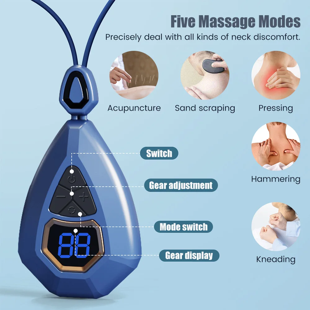 5 Model Smart Electric Neck Massager Pain Relief Body Massage Pendant Hot Compress Heating Physiotherapy Cervical Massage Tool