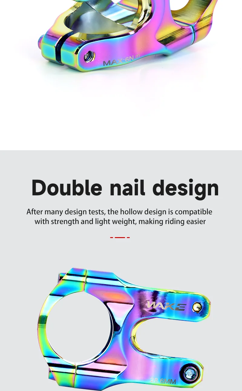 MTB Bike Stem Colorful Rainbow 31.8mm 35mm Dual Color Bicycle Handlebar Short Riser Suitable for MTB Road Bike WAKE Riser