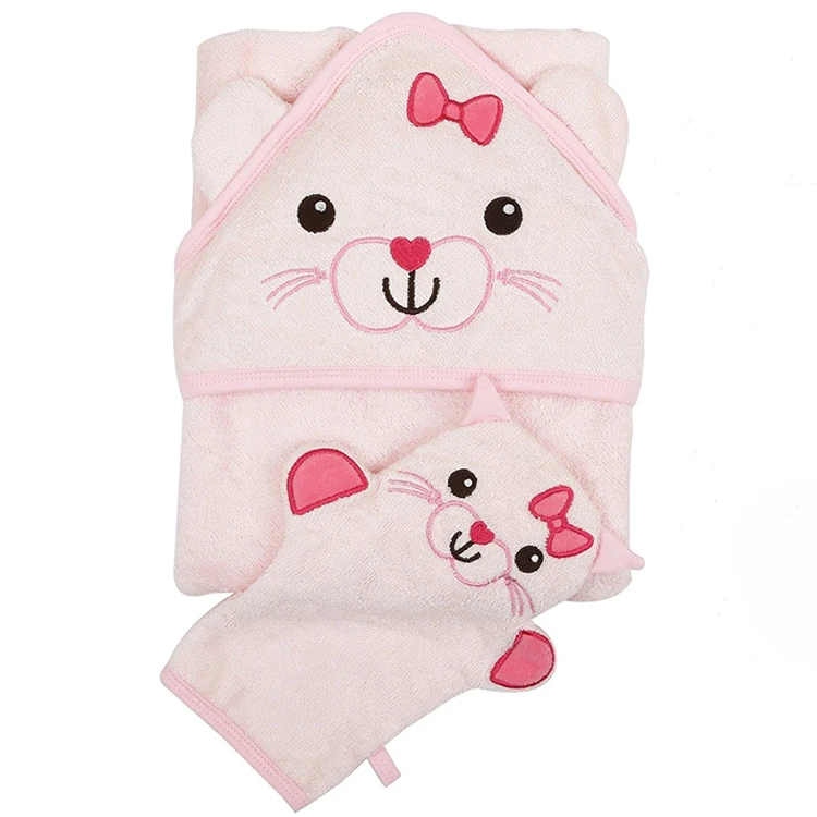 baby hooded towel set animal design large size  bamboo baby bath towel and washcloth set