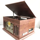 Audio Player Vintage Design 6 In 1 Audio Turntable Record Player Vinyl Turntable LP Gramophone With PC Link/3 Speed LP