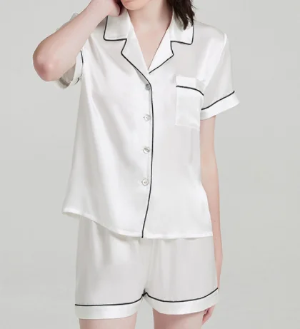 New Style Customized Women's Pajamas short sleeved Silk Satin  Women's Set Home Fury sleepwears