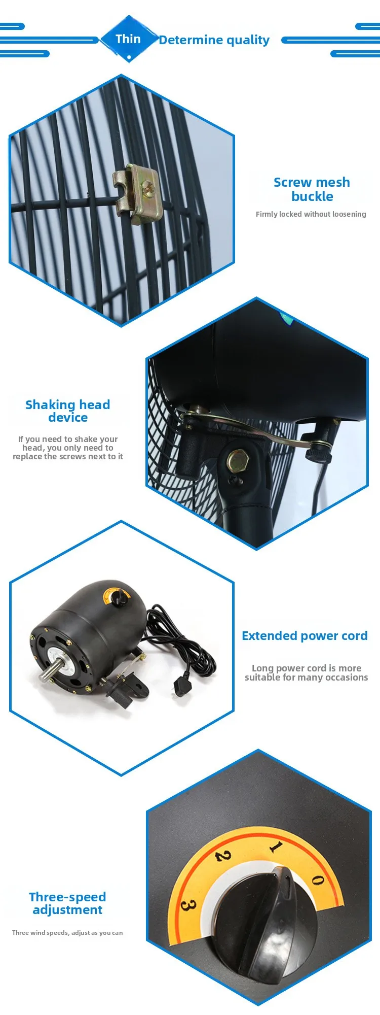 Oscillating Air Cooling Fan, Wall, Electric, Metal - detail 16