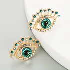 Blue Diamond Jewelry Fashion Blue Demon Eye Earring Female Alloy Diamond Retro Simplicity Ear Jewelry