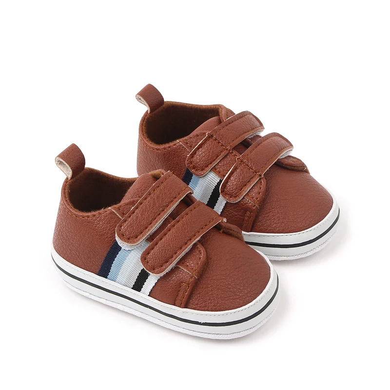 Spring and Autumn 0-1 Year Old Baby Boy Solid Color Striped Soft Soled Casual Toddler Shoes manufacture