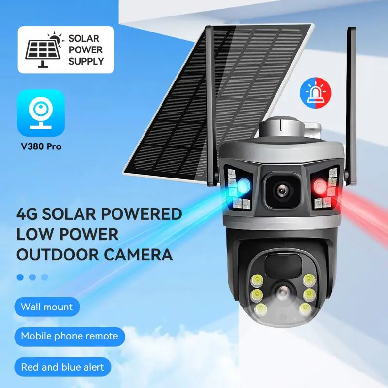 Hot SaleV380 6MPDual Lens Wireless Outdoor Wireless Solar Energy4g wifiSecurity CameraWiFiAutomatic Tracking Outdoor Security Camera