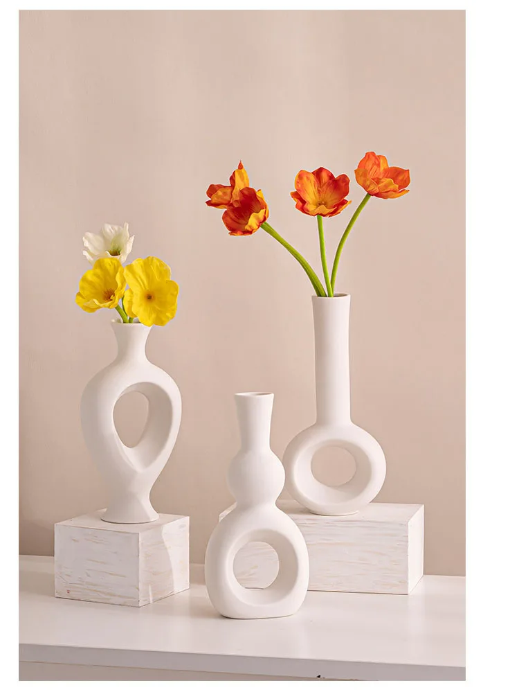 白色花瓶北欧客厅装饰家居装饰陶瓷简约花盆陶瓷花瓶