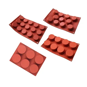 Non-stick silicone 6/8/11/15 cavity muffin cupcake baking mold handmade cylinder soap mold DIY round pudding pastry molds