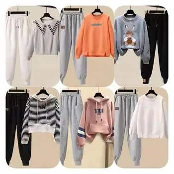 Women's hoodie design Crop hoodie Polyester hoodie sports jumper 2 sets printed sportswear