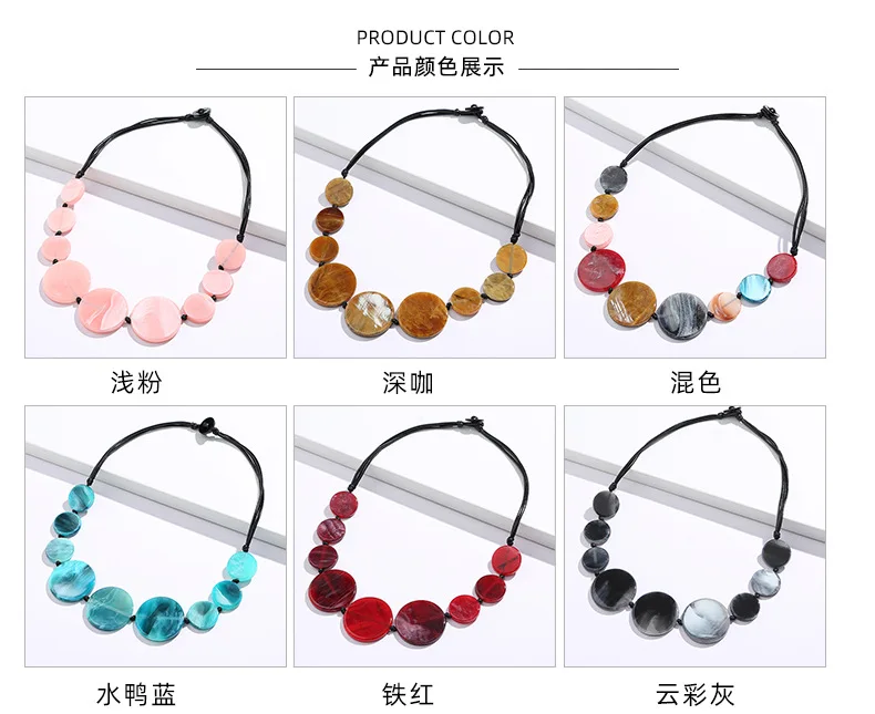 New Design Fashion Women Necklace Jewelry Colorful Acrylic handmade Long Wax Cord Necklace Girls Geometry Necklace.jpg